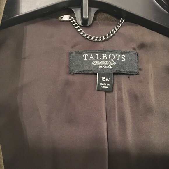 Talbots Dark Olive Green Velvet Blazer 16W - Picture 2 of 8